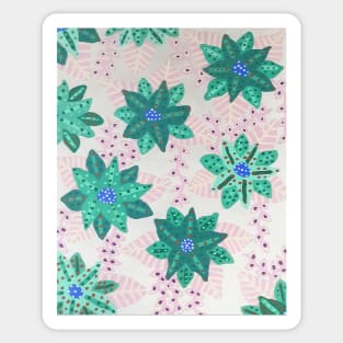 Mint Green Festive Flowers Sticker